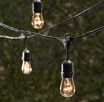 Luz de cuerda exterior de PVC E26 E27 S14 Edison Incluye bombilla LED resistente al agua G40